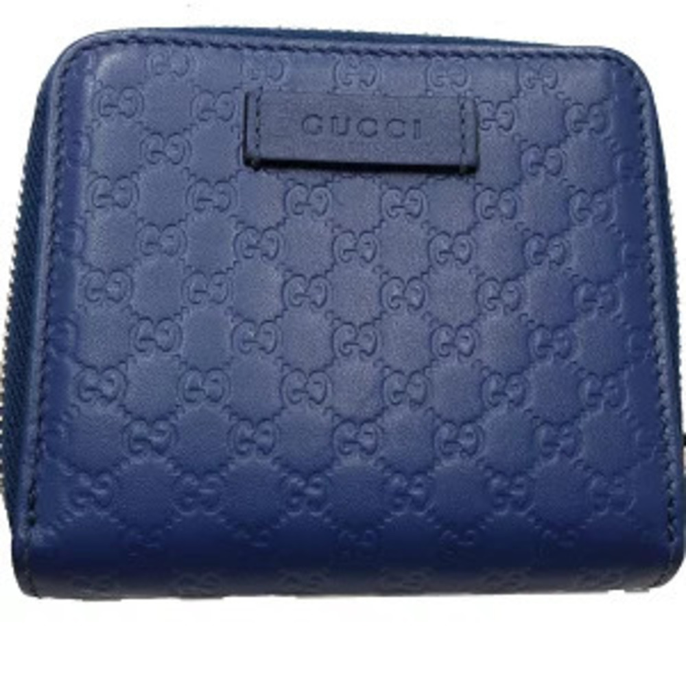 Gucci Compact Wallet guccissima Bi fold Leather Blue - Picture 2 of 8